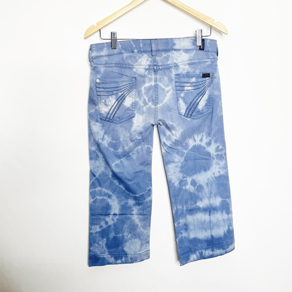 y2k 7 FOR ALL MANKIND CROP DOJO Bleach Dye low rise jeans stretch womens 29 - Picture 6 of 8